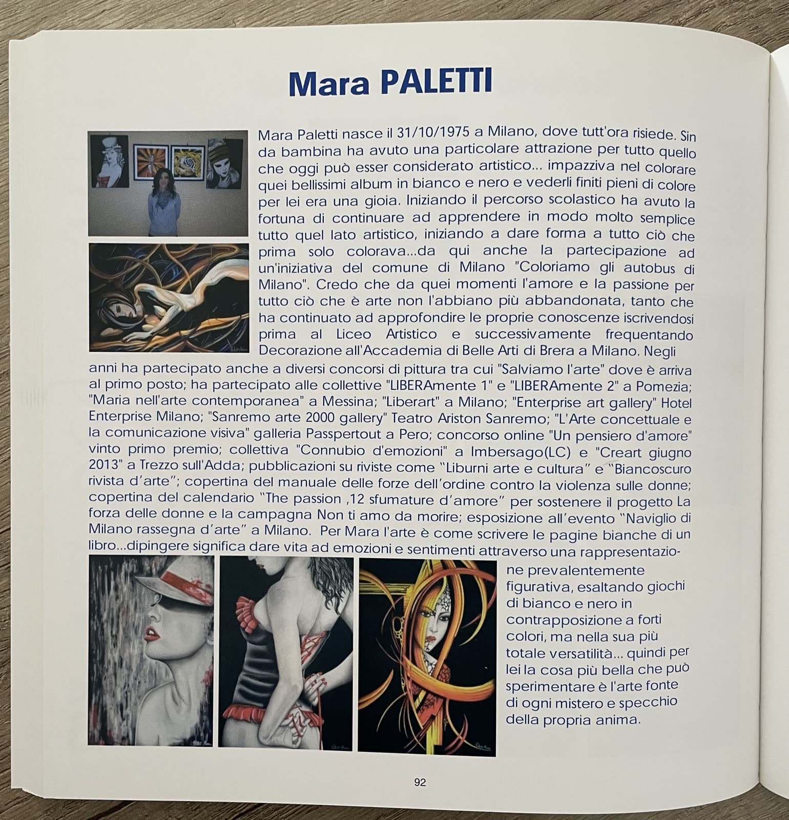 Pagina biografica nel catalogo